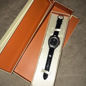Coach black patent leather watch